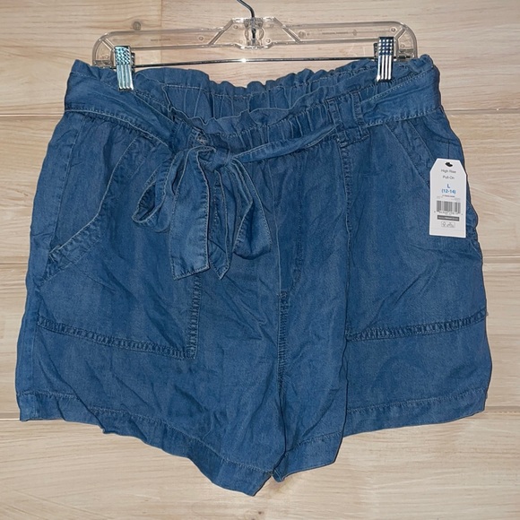 Time and Tru Womens Belted High Rise Pull-on Tencel Short Size L - Picture 3 of 8